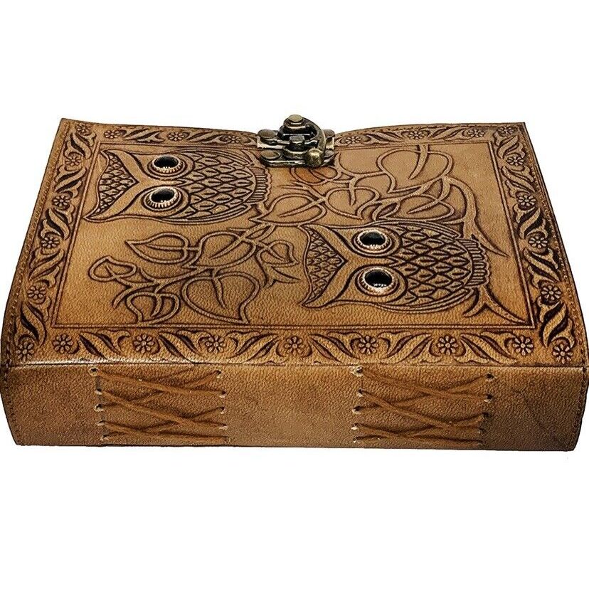 Винтажный кожаный журнал с тиснением совы, книга теней, гримуар, альбом для рисования