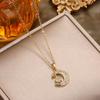 Korean Luxury Moon & Star Pendant Zirconium Titanium Necklace for Women - Versatile Clavicle Chain Jewelry