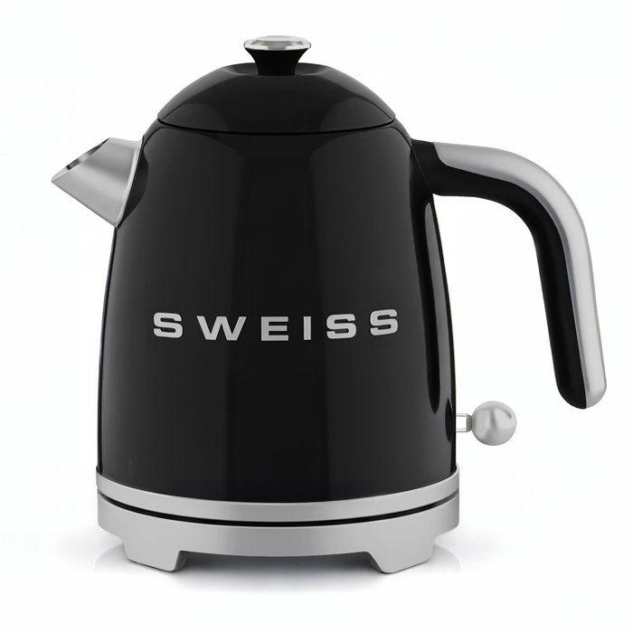 Винтажный чайник - SWEISS - KTS9 - 1000 Вт - 1 л - Подставка 360° - Черный