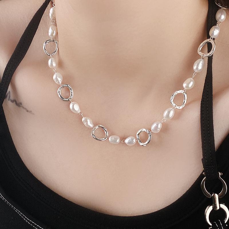 Легкое роскошное и высококачественное барочное жемчужное геометрическое ожерелье с нерегулярной круглой ключичной цепочкой во французском стиле