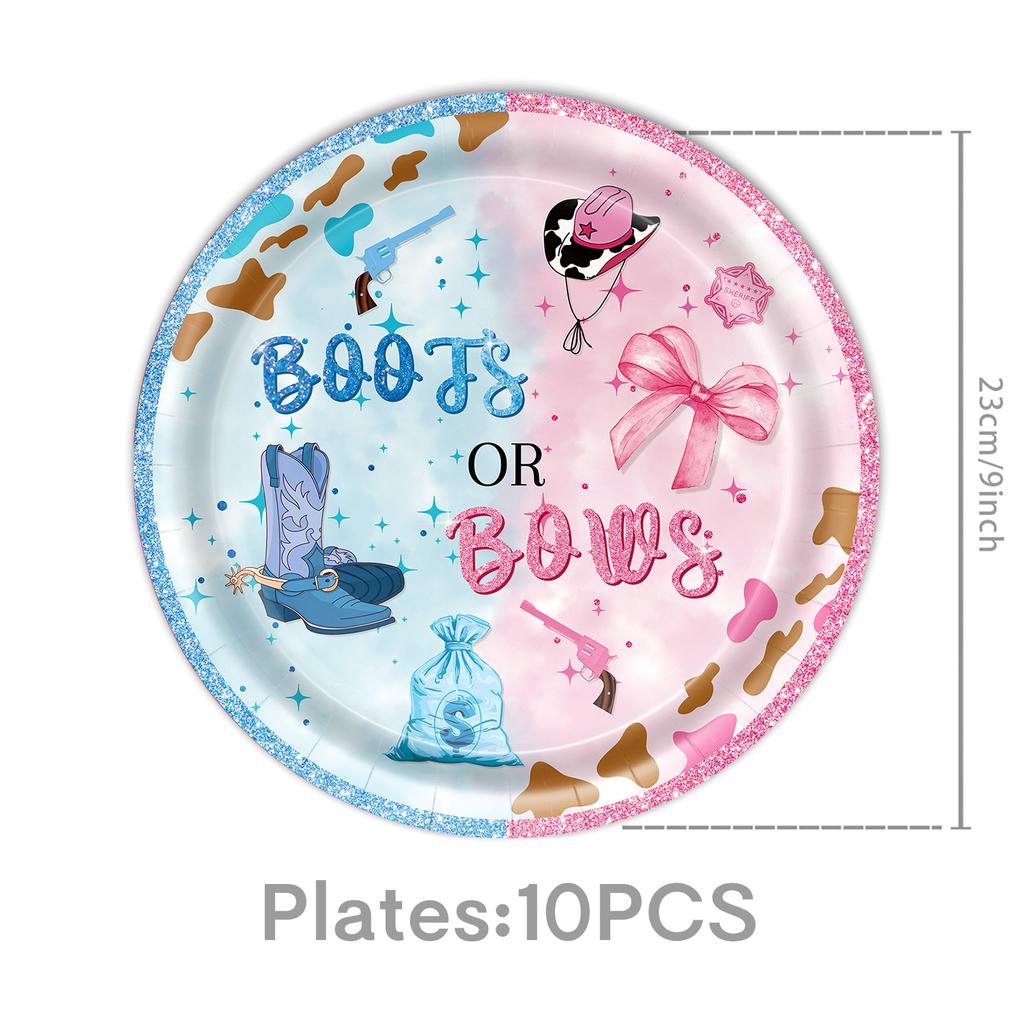 Popular Gender Reveal Theme Party Supplies Denim Style Gender Decoration Arrangement Props Tableware Banner