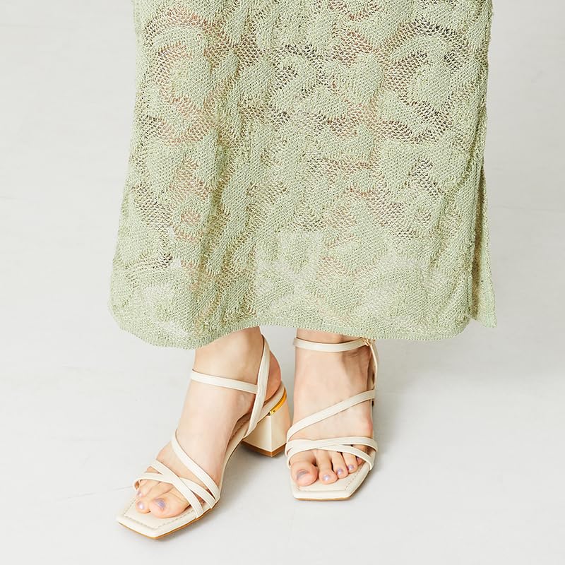 Квадратные красивые стройные неправильные большие и маленькие удобные для ходьбы тускло-БЕЛЫЕ см см [Oriental Traffic] Женские сандалии, носок, ноги, вид, каблук, размеры, в,