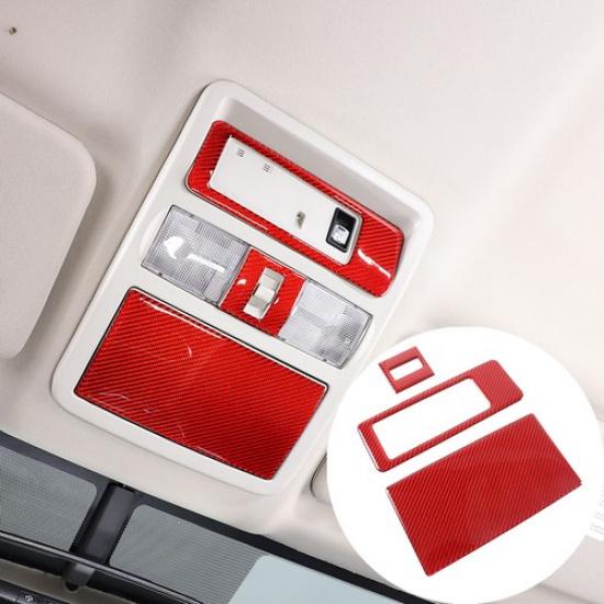 Red Carbon Fiber Front Reading Lamp Light Panel Sticker For Nissan Titan 2016-23