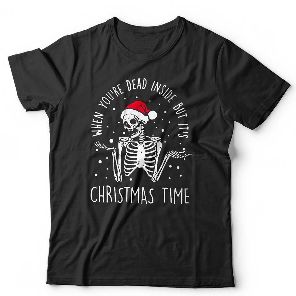 Dead Inside Christmas T Shirt Unisex Funny Gothic Rock Santa Skeleton Xmas Unisex T-Shirt
