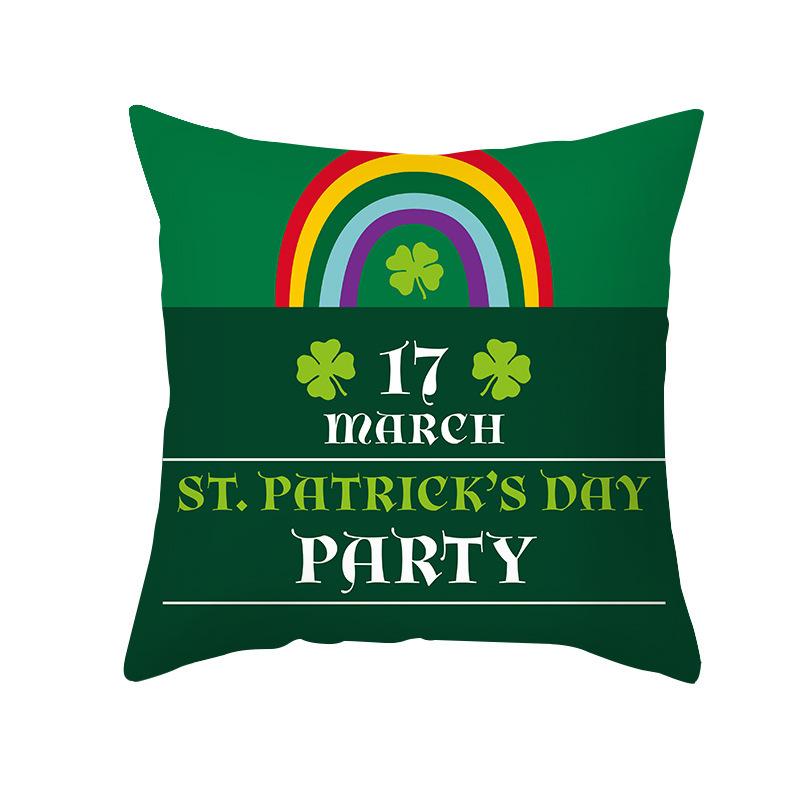 Улица. Подушка на День Святого Патрика Зеленая Мультяшные Буквы Четырехлистный Клевер Наволочка на Подушку для Дивана Подушка на Национальный День
