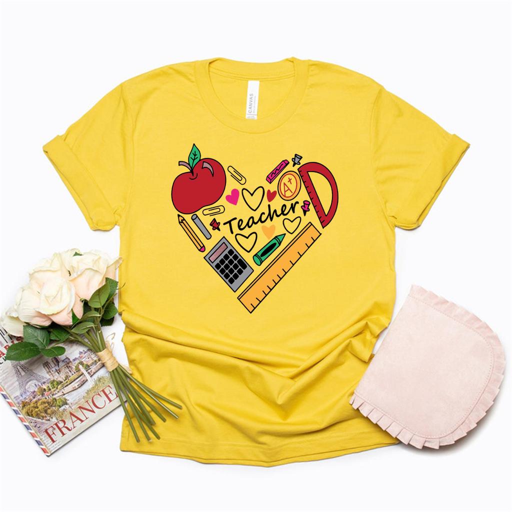Inspirational Teacher TShirt Teach Love Inspire Tshirt Back To School Shirt Casual Short Sleeve Womens Tees Streetwear Tops