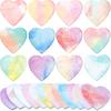 Teling 24 Pack Heart Shaped Sticky Notes Valentine's Day Sticky Notes 3 x 3 Inch Cute Fun Heart Pad Colorful Sticking Power Memo Pads for Lover