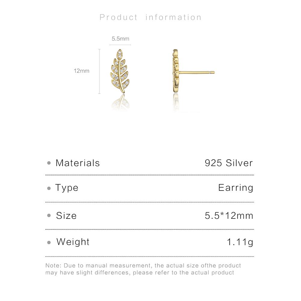 ANDYWEN Серьги-гвоздики из стерлингового серебра 925 пробы с золотыми листьями, зажимы для пирсинга, женские роскошные весенние драгоценности Valentiens