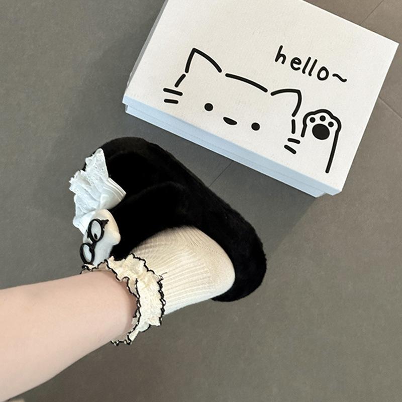 Нишевые милые мультяшные пушистые туфли для женской осени и зимы, новые, на толстой подошве, для улицы, теплые и увеличивающие рост хлопковые тапочки