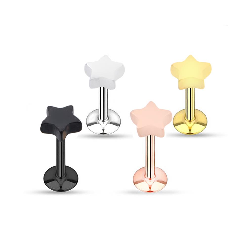 Лабреты Штанга для губы Штанга Украшения для пирсинга тела Хрящ Хеликс Серьги-гвоздики для уха Трагус Серьги Форма звезды