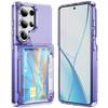 Военный чехол-держатель для карт Fan Case для Samsung S26 Ultra - Прозрачная крышка-подставка с откидной створкой, совместимая с S24/S25