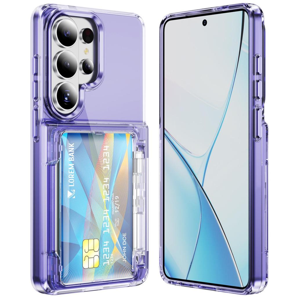 Военный чехол-держатель для карт Fan Case для Samsung S26 Ultra - Прозрачная крышка-подставка с откидной створкой, совместимая с S24/S25