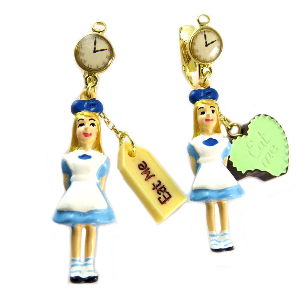 Les Trésors De Lily [P2049] - Серьги-клипсы ручной работы 'Monde Merveilleux' (Алиса), синее белое золото - 55x10 мм