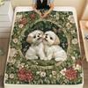 Maltese dog and grass,pattern Flannel Blanket, High quality Comfortable for All Seasons, Home Decor, Warmth and Comfort, Perfect for Gifts.