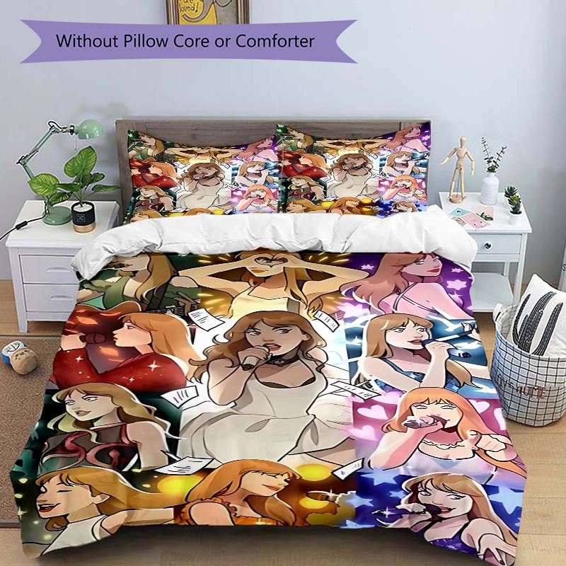 3pcs Anime Cartoon Design Comforter Set with One Quilt Cover and Two Pillowcases (No Core) - Festive Gift for Bedroom and Guest Room Decoration.F031