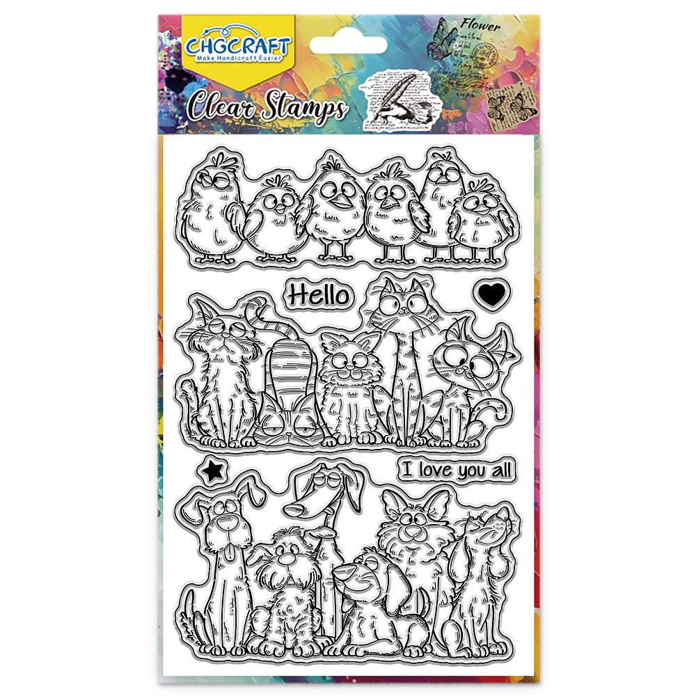 PVC Plastic Clear Stamps for DIY Scrapbooking Photo Album Decorative Cards Making Animals 160x110mm