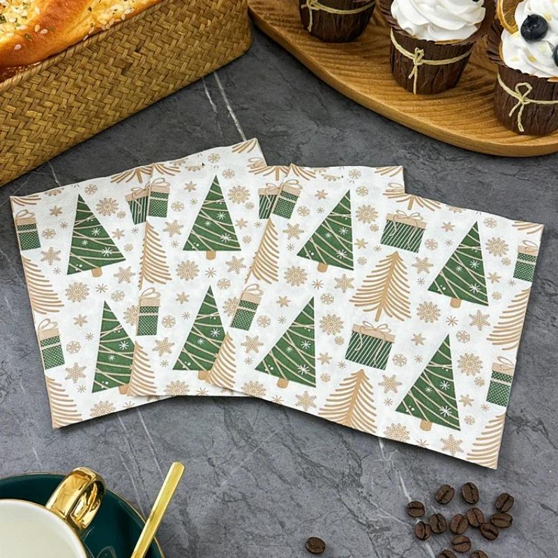 20 шт./упак. 33*33 см 2-слойные одноразовые салфетки для вечеринок с рождественским узором