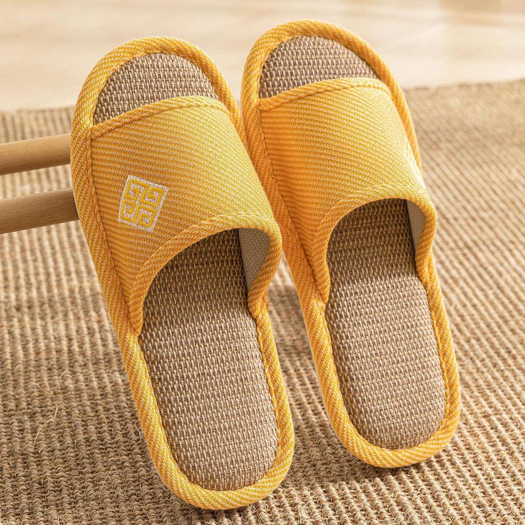 Льняные тапочки Jieliya 2024 Unisex - Бесшумный домашний хлопок для всех сезонов