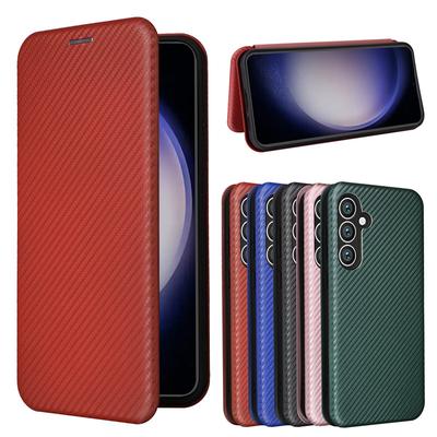 Для Samsung Galaxy S23 FE простой самоклеящийся чехол из углеродного волокна для телефона Galaxy S21FE S20 FE откидной магнитный чехол-кошелек