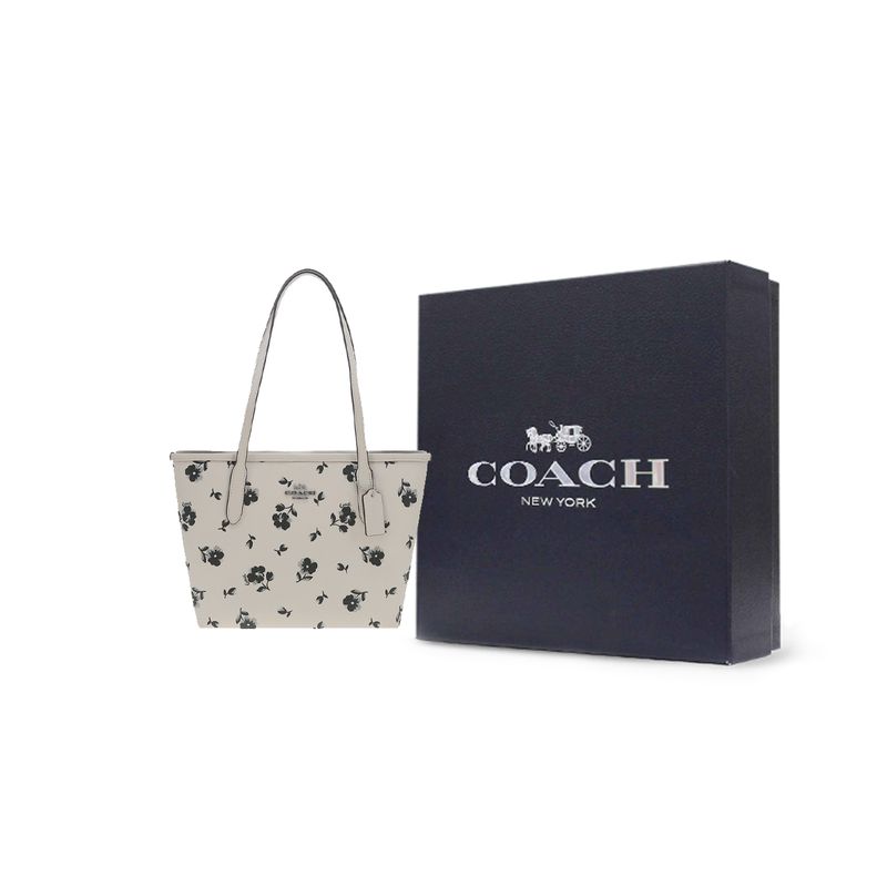 Coach Городская сумка-тоут 24, Сумка для покупок, Ручная, На плечо, Средняя, Серебряная фурнитура, Цвет белого мела, Женская сумка-тоут CBL04-SVCAH