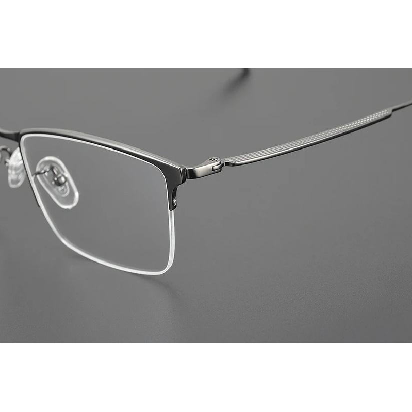 Korea Simple Style Pure Titanium Half Square Glasses Frame For Men Fashion Ultralight Eyeglasses Brand Designer Eyewear