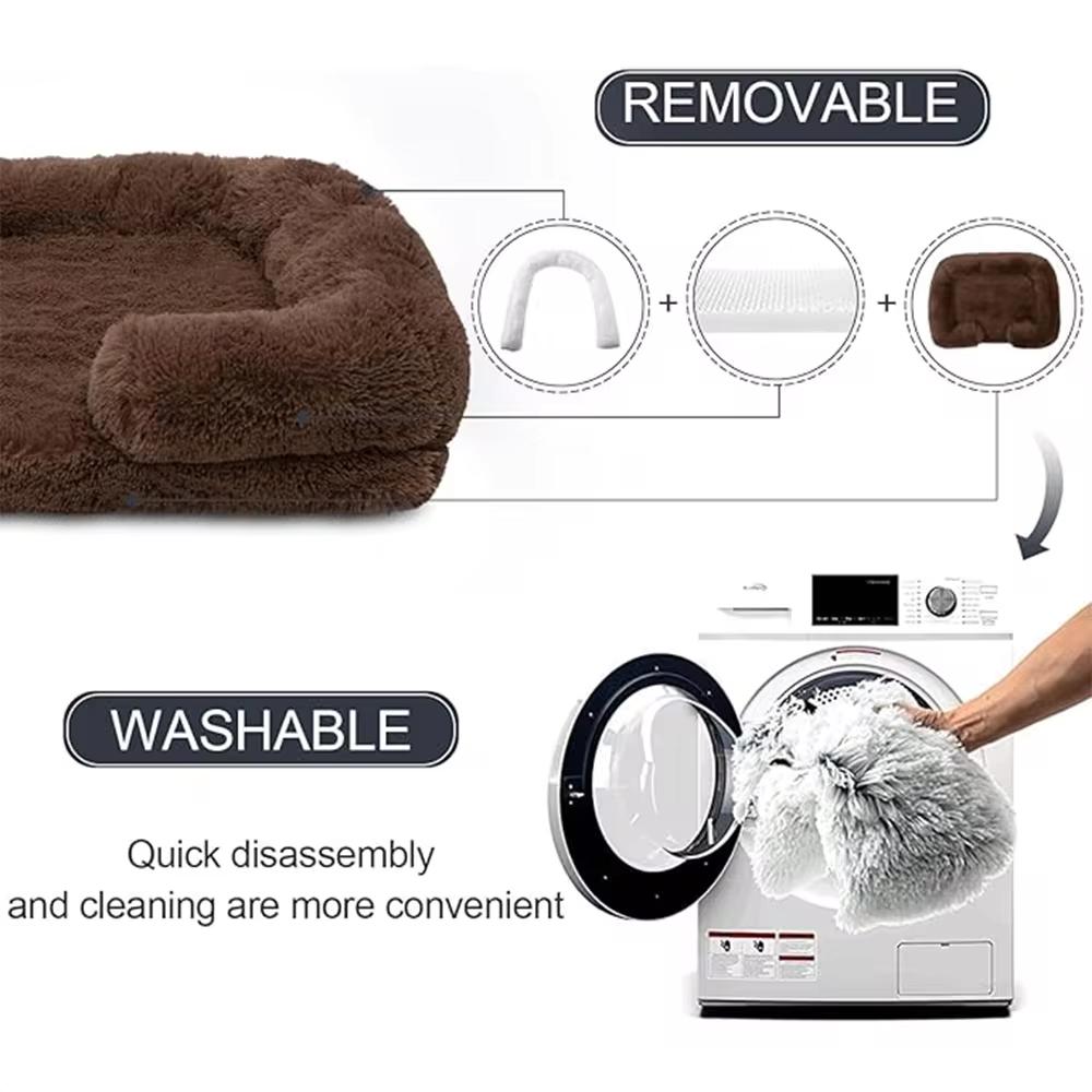 Квадратная собачья кровать, плюшевая собачья кровать, зимняя утолщенная подстилка, диван для сна, съемная подстилка для собак, квадратная будка для маленьких и больших собак