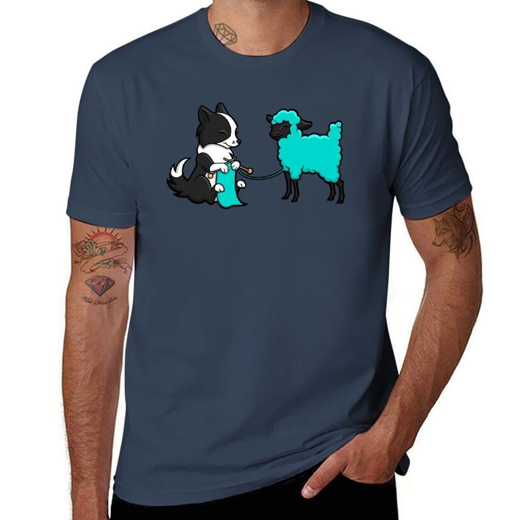 Knitting Border Collie And Friend Iii Tshirt Lightweight Running Tshirt