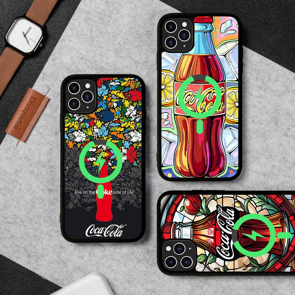 Hot C-Coca Drinks C-Cola For Magsafe Magnetic Phone Case Wireless PC+TPU For IPhone 11 12 13 14 15 16 17 Pro Max Plus