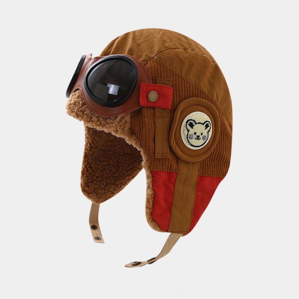 Зимняя теплая детская плюшевая пилотская шапка, мягкая, милая, детская шапка с ушками и очками, наушники, шапка Лэй Фэна, для улицы