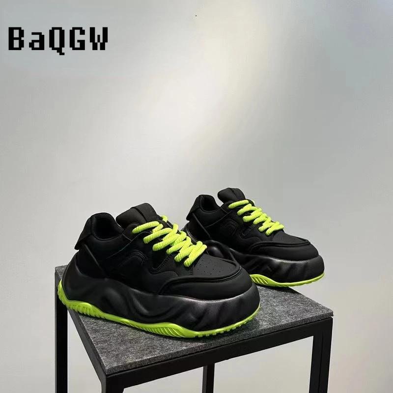 Модные массивные кроссовки, дизайнерские мужские кроссовки, модные повседневные кожаные дышащие туфли на плоской платформе с увеличенной высотой