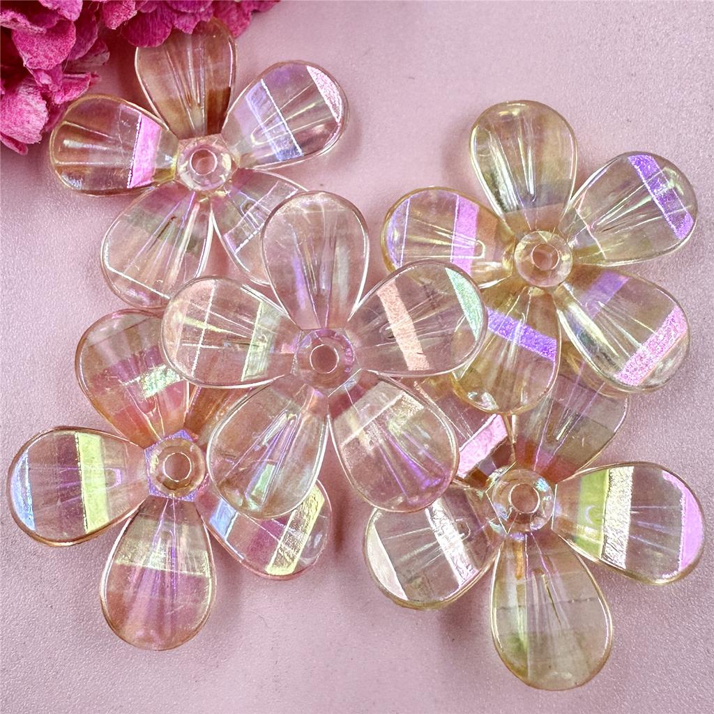 5Pcs for Jewelry Making Handcrafted Acrylic Beading Neclace Bracelet Loose Beads Dazzling Flowers DIY Findings