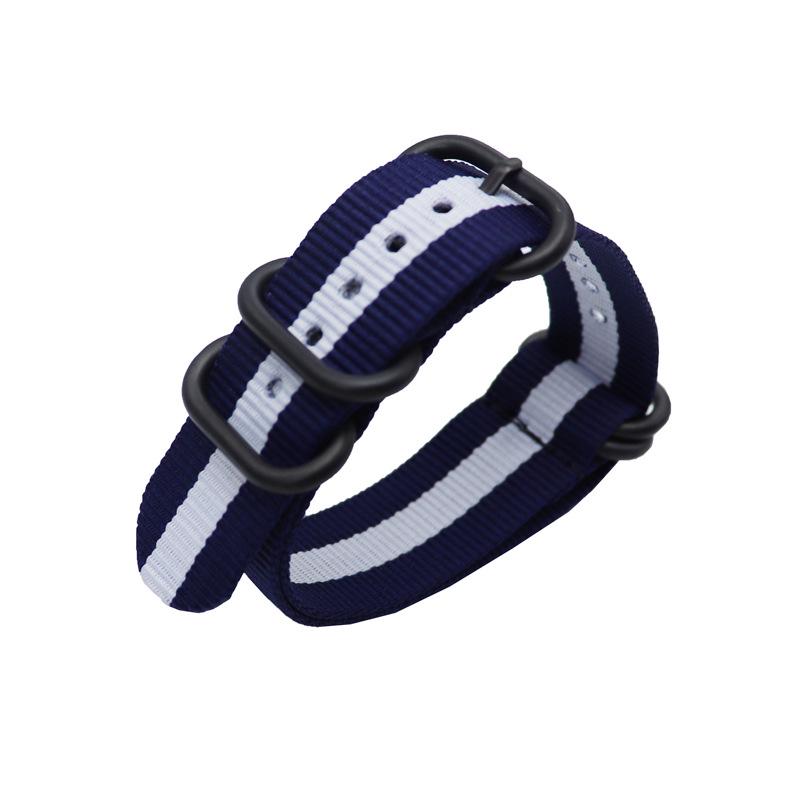 Ремешок для часов Zulu NATO из нейлона с черной пятикольцевой пряжкой, доступны варианты 18/20/22/24 мм