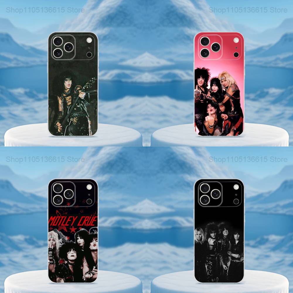 Ремешок M-MOTLEY C-Crue Rock Для iPhone 16,13,12,11,17,14,15,Pro,Max,Plus,X,XS,XR,SE,Mini Прозрачный Мягкий силиконовый Чехол