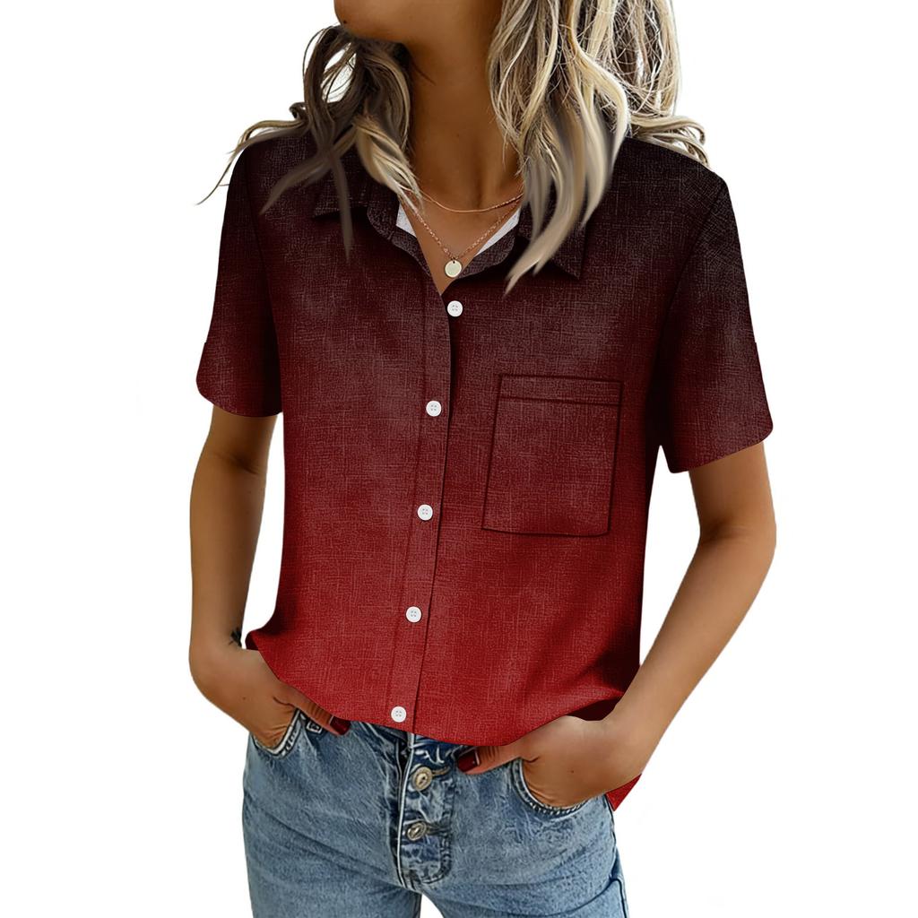 Женские блузки с коротким рукавом, рубашки на пуговицах, деловые повседневные нарядные рабочие топы, летняя весенняя одежда