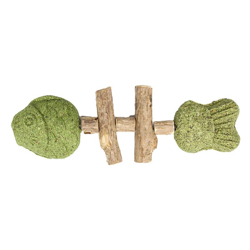 Игрушка для кошек Рыбная кость Дерево Тяньляо Прорезыватель, Имитация рыбьих зубов Палочка для чистки, Саморазвлекающая игрушка Жареная рыба, Дразнилка для кошек