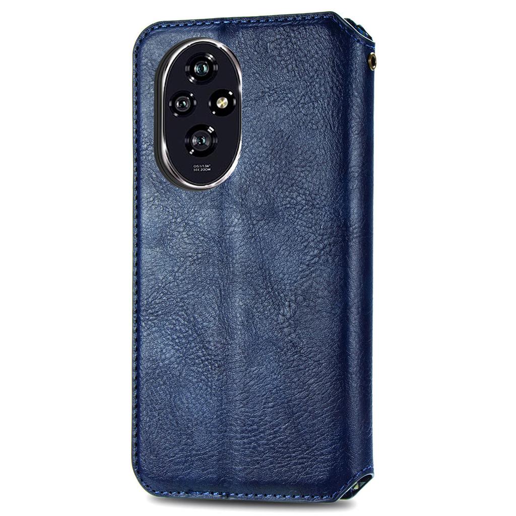 For Honor 200 Pro 5G PU Leather Case Rhombus Imprint Wallet Stand Phone Cover