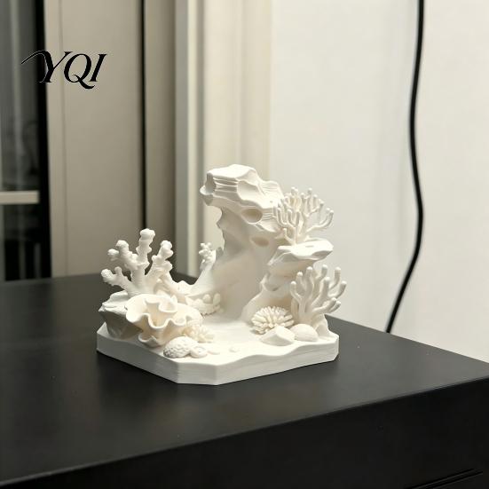 Underwater Landscaping Decor 3D Printed Coral Cave Aquarium Decoration for Small Fish Shrimp, Tank Realistic Sculpture Hideout, Hollow Ornament Hiding