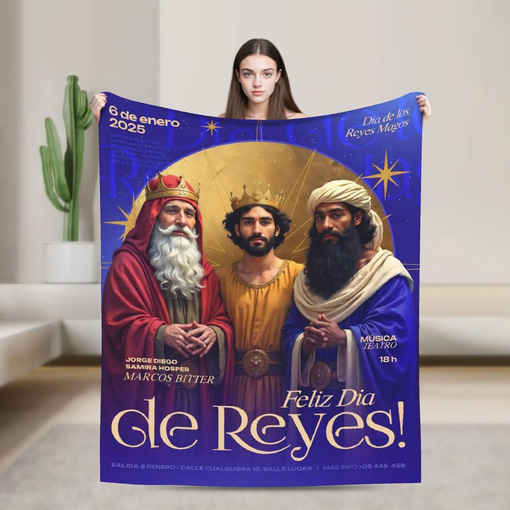 Día de los Reyes Magos Throw Blanket for Couch Fuzzy Soft Plush Blanket 50x60 Inches Multi-size Bedspread for All Seasons