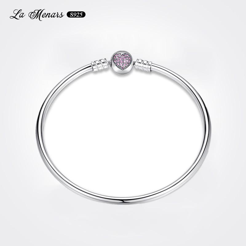 Unisex Genuine Silver Plating Round Clasp Bracelet Chain Wrist Fine Jewelry Diy Making Ornaments Fit Bead Charms