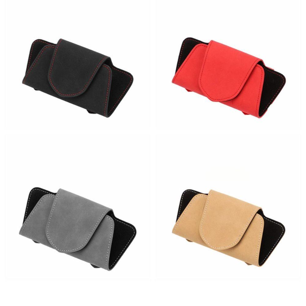 Leather Car Sunglasses Holder Case Stable Magnetic Glasses Clip Car Interior
