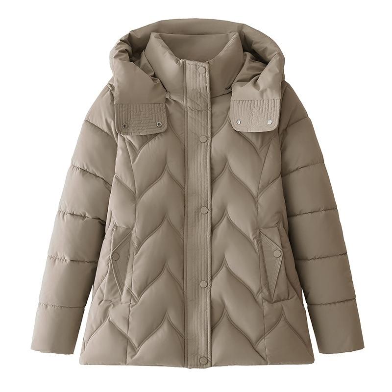 Маленькая материнская зимняя куртка с подкладкой женская короткая со съемным капюшоном среднего и пожилого возраста большого размера