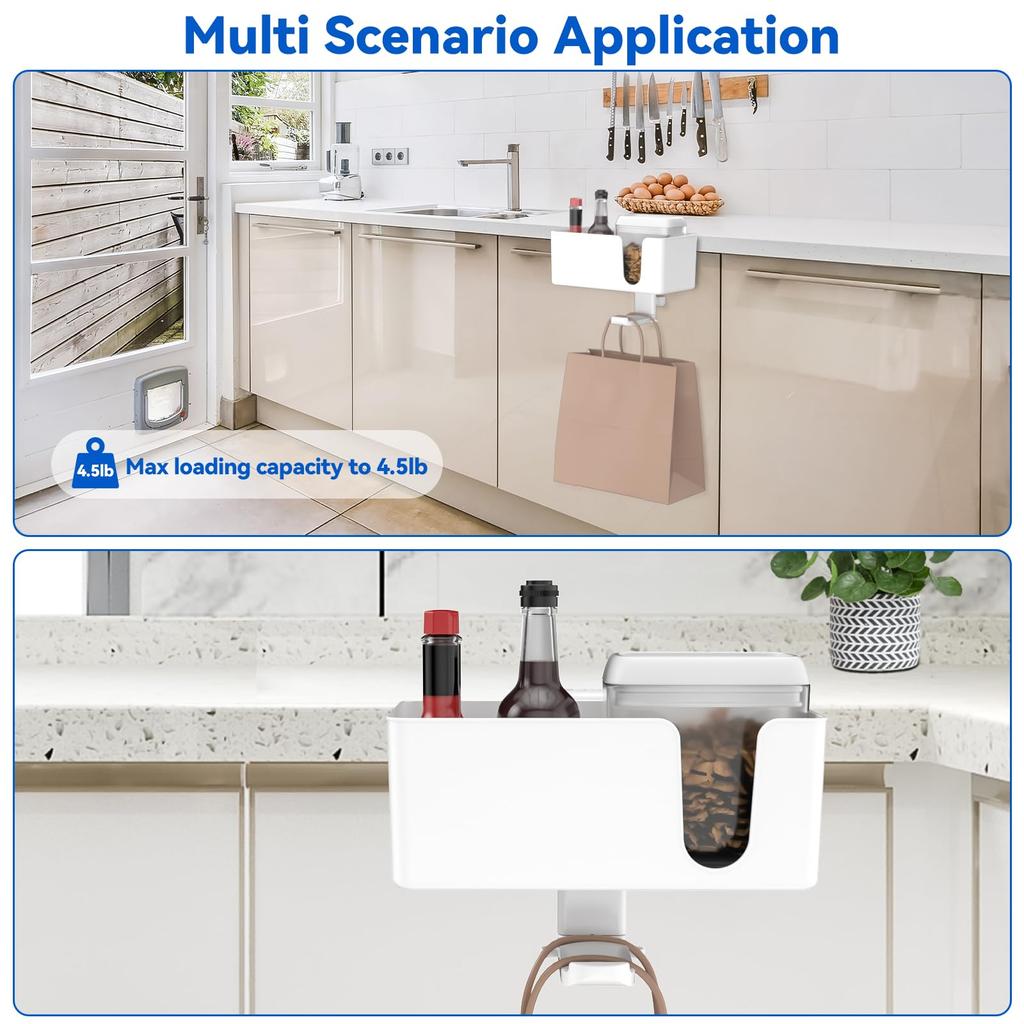 KDD 4 In 1 Desk Organizer Under Desk Headphone Hook with 2 Wire Holes Rotatable Headphone Hanger and Removable Desk Storage for and Pen — —