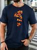 Unisex Crew Neck Tee Autumn Maple Leaf Branch Art Pattern Print Short Sleeve Top Summer Loose Soft Light Casual Basic Daily Wear