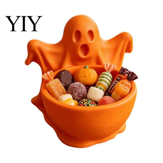 Autumn Party Table Centerpiece 3D Printed Ghost Candy Bowl for Halloween Decorations, Multi-functional Desktop Storage Unique Niche Home Furnishings