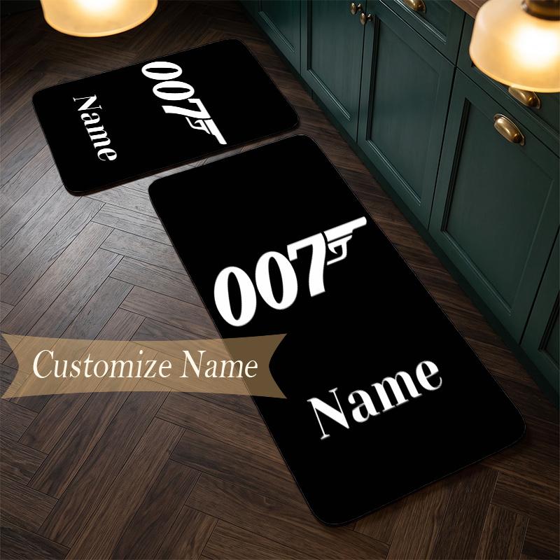 007 (1) Персонализированный фланелевый кухонный коврик с именем, мягкий нескользящий коврик-дорожка для пола на кухню, для декора дома