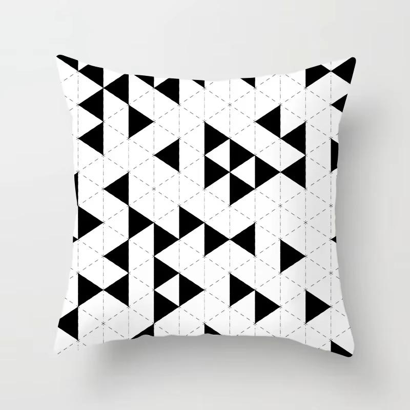 Double Sided Black White Geometric Pillowcase Polyester Striped Cushion Cover for Sofa Living Room and Modern Home Decor