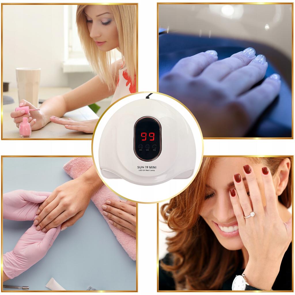 Lampa do paznokci hybryd żeli uv sun 19 mini lcd dual led 72w usb manicure