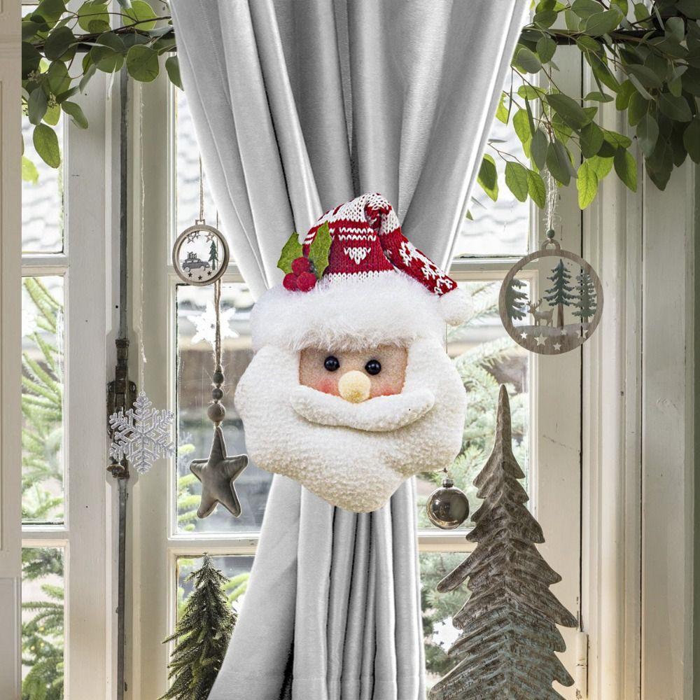 Santa Claus Snowman Christmas Curtain Buckle Set of 2 Curtain Tie Decoration Window Decorations