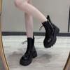 Британский стиль женские увеличенные мотоциклетные ботинки модные туфли на шнуровке осень зима толстый каблук женские короткие ботинки I09