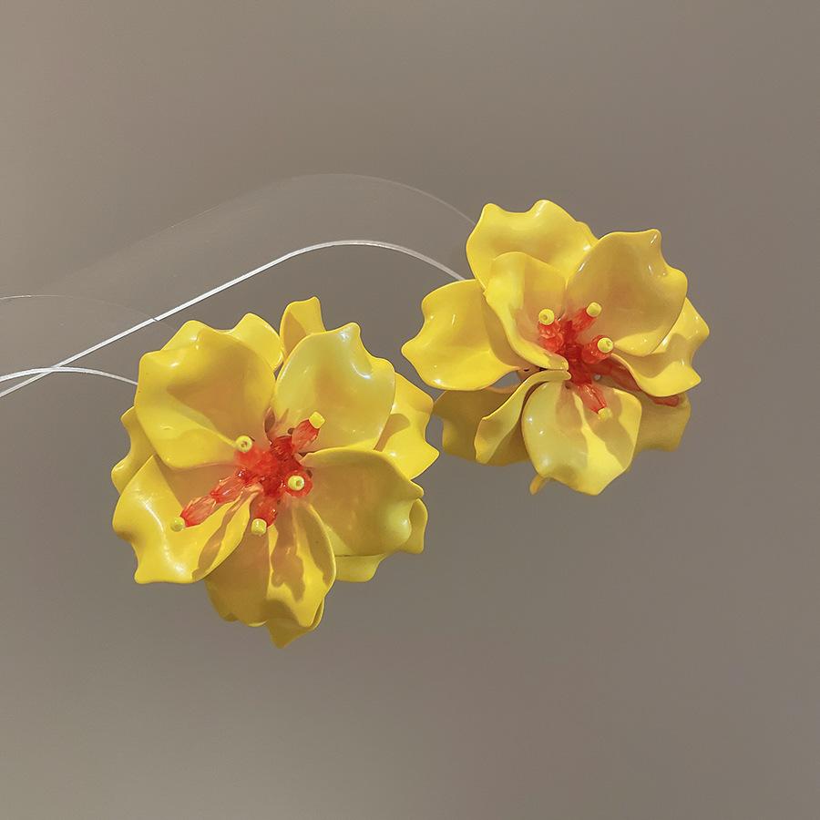 Серьги-гвоздики с цветами из акриловых стеклянных бусин, модные супер феи, серьги-гвоздики с высоким чувством, милые, маленькие, свежие, универсальные серьги